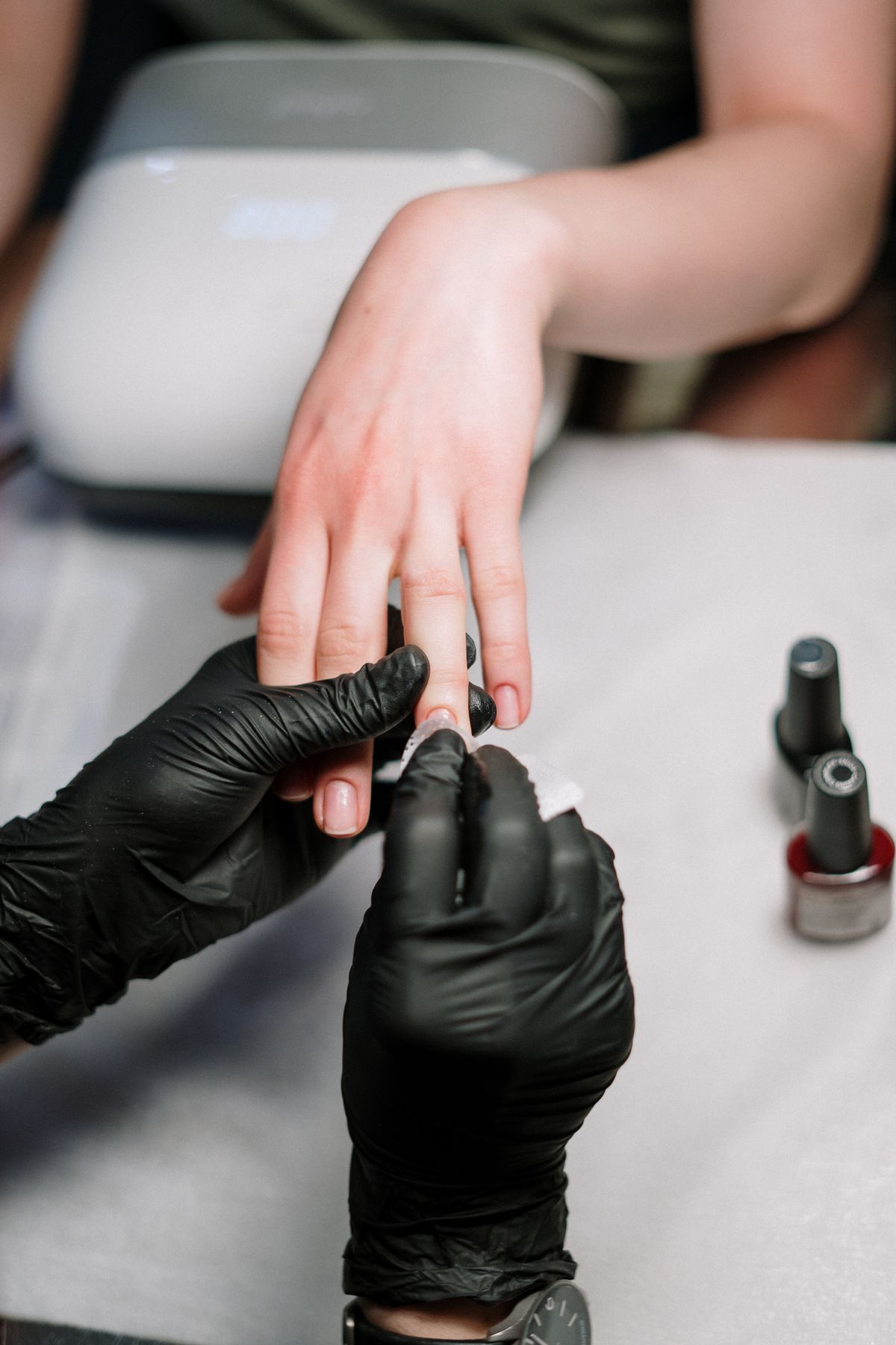 Manicure in progress at Chic Nails Lounge